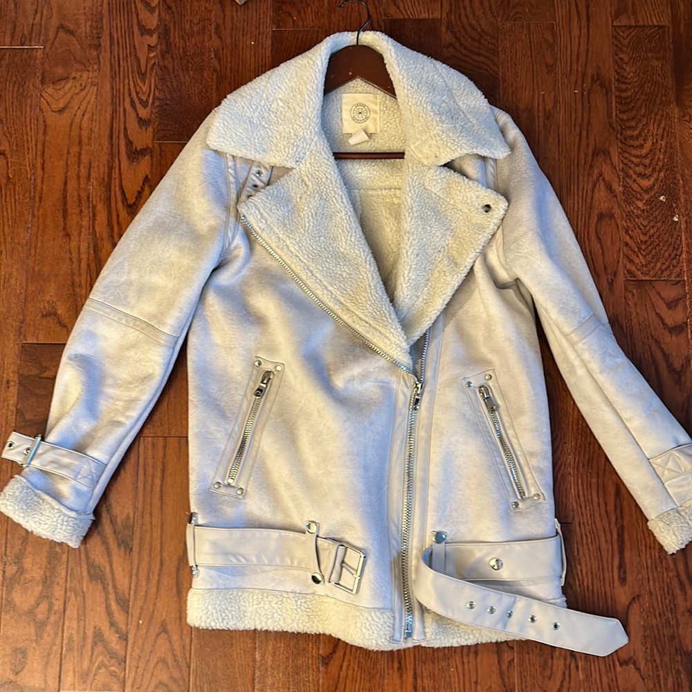 Urban Outfitters Oversized Faux leather Aviator Jacket Coat women size Small - Picture 5 of 10